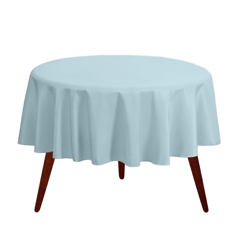 Gee Di Moda Round Tablecloth - 120 Inch Baby Blue Round Table Cloth for 60 to 96 Inch Round Tables - Heavy Duty Washable Fabric - for Buffet Table, Holiday Party, Dinner, Wedding & Baby Shower - Image 1
